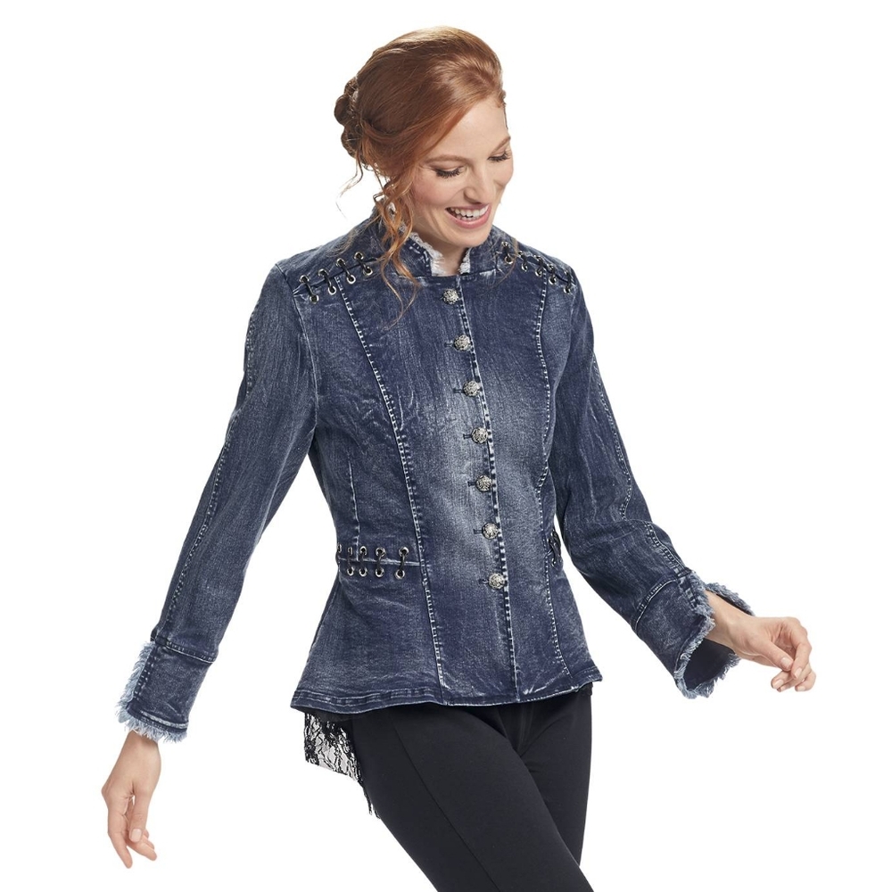 THE PYRAMID COLLECTION Deconstructed Denim Jacket Gothic